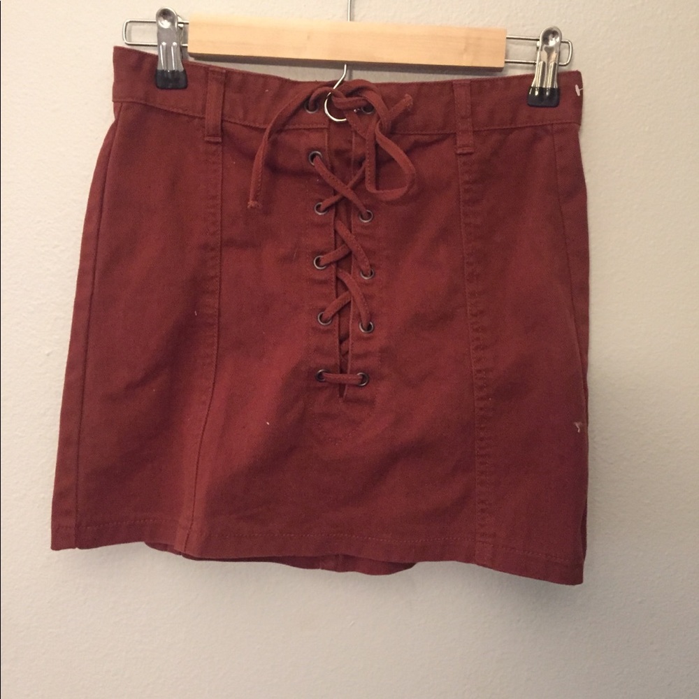🌺Lace up denim mini skirt